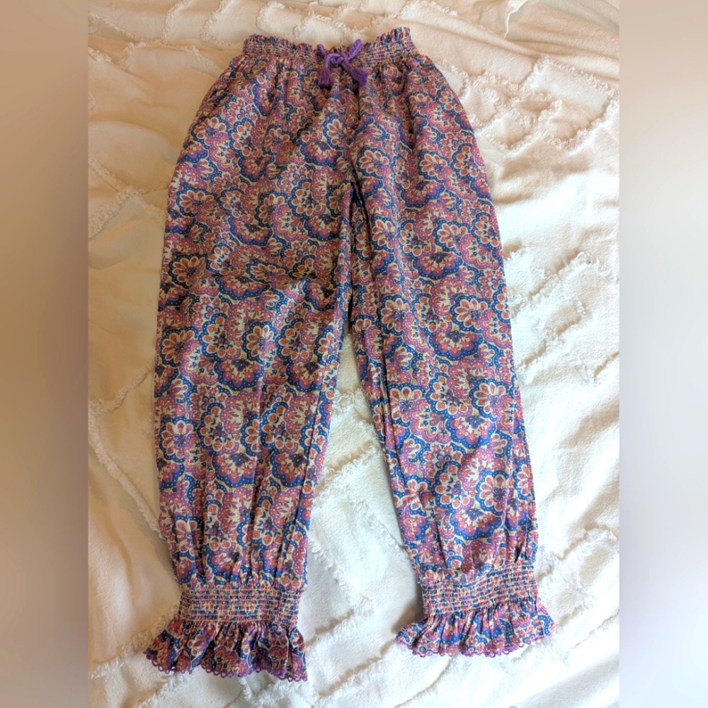 Mini Boden. Floral Kids Pants- Purple and Pink